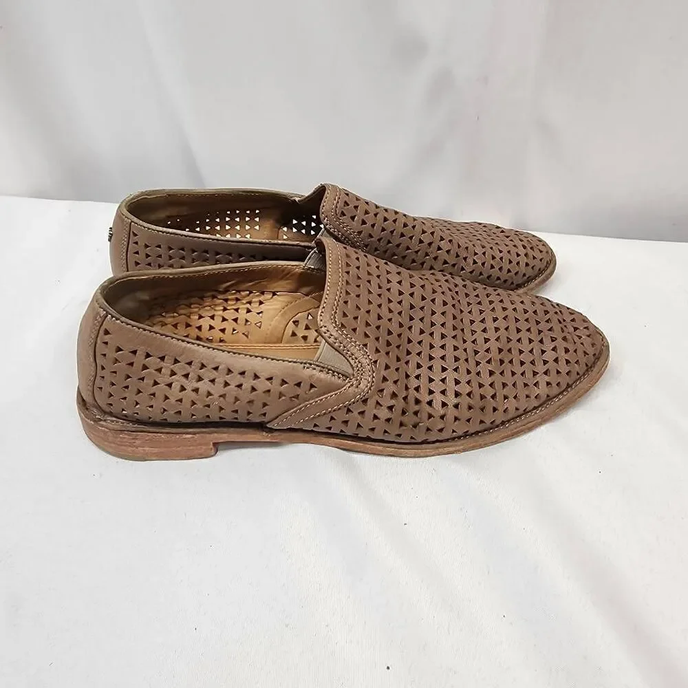 Trask Ali Perforated Loafer Gold Metallic Suede Women's 10 Comfort